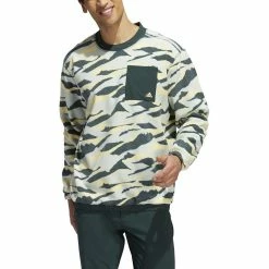 ADIDAS Texture Print Crewneck -Golf Sales Store adidas texture print crewneck linen green almost yellow 01 13122.1673903783
