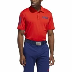 ADIDAS Ultimate365 USA Golf Solid Polo -Golf Sales Store adidas ultimate 365 usa golf solid polo red 01 26298.1659043263