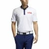 ADIDAS USA Olympics Friday Polo -Golf Sales Store adidas usa olympics friday polo white grey two dark blue 01 95215.1659042797