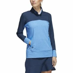 ADIDAS Women's Colorblock Quarter Snap Jacket 10 ADIDAS Women's Colorblock Quarter Snap Jacket -Golf Sales Store adidas womens colorblock quarter snap jacket blue rush 01 16480.1676583506