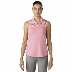 ADIDAS Women's Printed Sport Mesh Sleeveless Polo -Golf Sales Store adidas womens printed sport mesh sleeveless polo easy pink 01 26113.1633461092