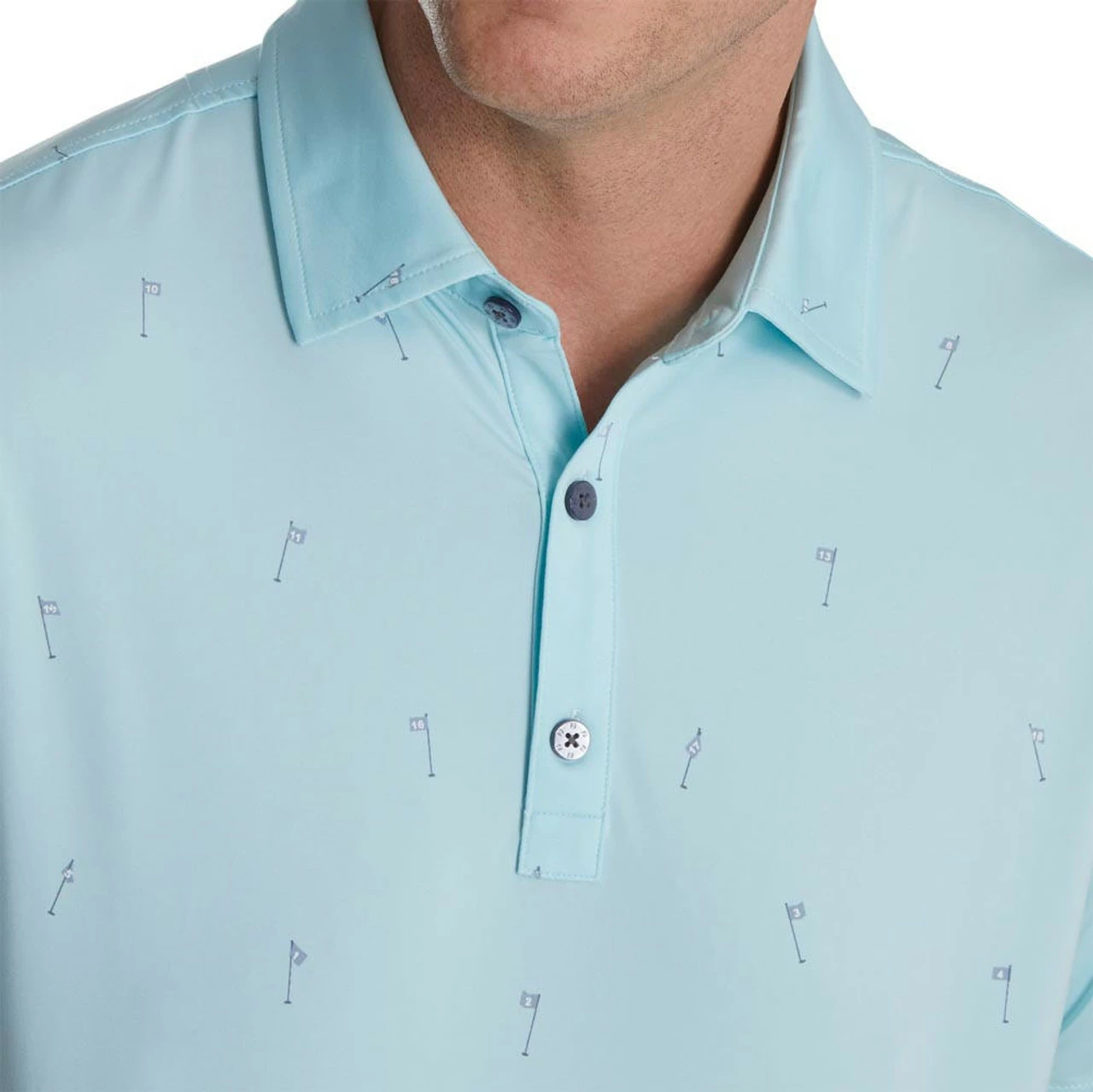 FootJoy 18 Holes Print Lisle Self Collar Polo 5 FootJoy 18 Holes Print Lisle Self Collar Polo - Image 3