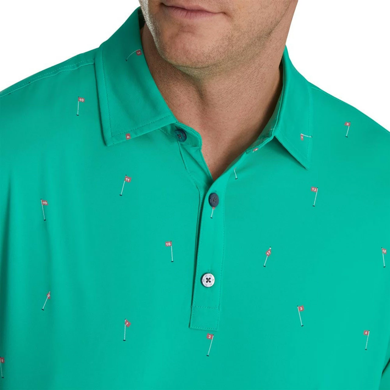 FootJoy 18 Holes Print Lisle Self Collar Polo 13 FootJoy 18 Holes Print Lisle Self Collar Polo - Image 11