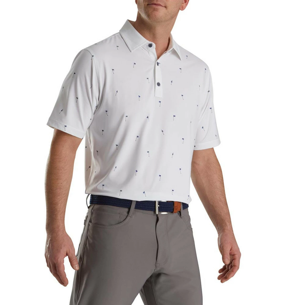 FootJoy 18 Holes Print Lisle Self Collar Polo 7 FootJoy 18 Holes Print Lisle Self Collar Polo - Image 5