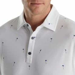 FootJoy 18 Holes Print Lisle Self Collar Polo 20 FootJoy 18 Holes Print Lisle Self Collar Polo -Golf Sales Store footjoy 18 holes print lisle self collar polo white 03 25484.1673905733