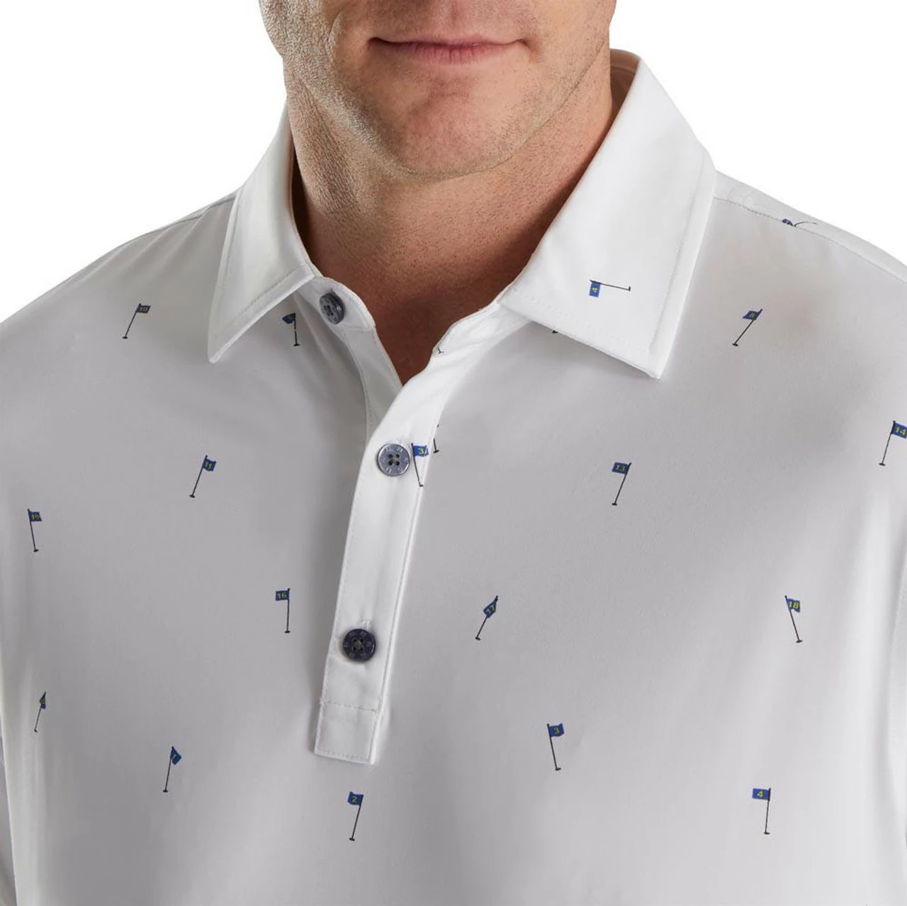 FootJoy 18 Holes Print Lisle Self Collar Polo 9 FootJoy 18 Holes Print Lisle Self Collar Polo - Image 7