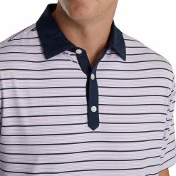 FootJoy Accented Stripe Lisle Self Collar Polo -Golf Sales Store footjoy accented stripe lisle self collar polo lavender white navy 03 82088.1673906618