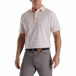 FootJoy Accented Stripe Lisle Self Collar Polo -Golf Sales Store footjoy accented stripe lisle self collar polo quartz pink white graphite 01 50186.1673903542