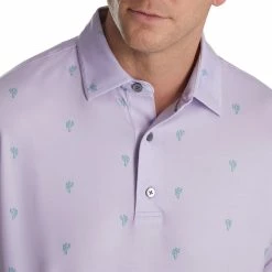 FootJoy Cactus Print Lisle Self Collar Polo -Golf Sales Store footjoy cactus print lisle self collar polo dusty purple 03 75030.1673901887