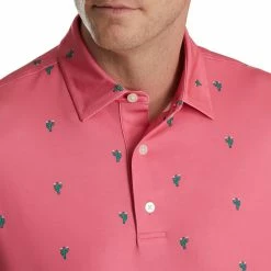 FootJoy Cactus Print Lisle Self Collar Polo -Golf Sales Store footjoy cactus print lisle self collar polo watermelon 03 48089.1673900465