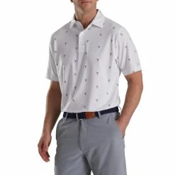 FootJoy Cactus Print Lisle Self Collar Polo -Golf Sales Store footjoy cactus print lisle self collar polo white 01 39837.1673902336