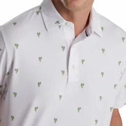 FootJoy Cactus Print Lisle Self Collar Polo -Golf Sales Store footjoy cactus print lisle self collar polo white 03 98988.1673904253