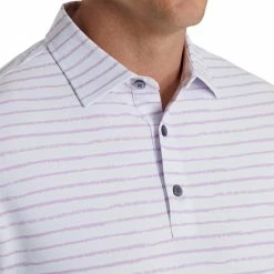 FootJoy Chalk Line Print Stretch Pique Self Collar Polo 16 FootJoy Chalk Line Print Stretch Pique Self Collar Polo -Golf Sales Store footjoy chalk line print stretch pique self collar polo white lavender 03 64764.1673902032