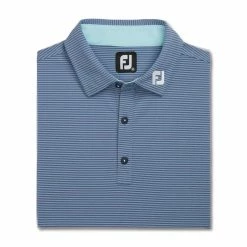 FootJoy Feeder Stripe Mix Stretch Pique Self Collar Polo - FJ Logo -Golf Sales Store footjoy feeder stripe mix stretch pique self collar polo fj logo bluestone denim 04 24884.1676589324