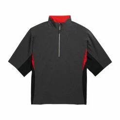 FootJoy FJ Hydrolite Short Sleeve Rain Shirt -Golf Sales Store footjoy fj hydrolite short sleeve rain shirt heather charcoal black red 01 91341.1676494364