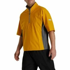 FootJoy FJ Hydrolite Short Sleeve Rain Shirt -Golf Sales Store footjoy fj hydrolite short sleeve rain shirt mustard charcoal black 02 66255.1676494358