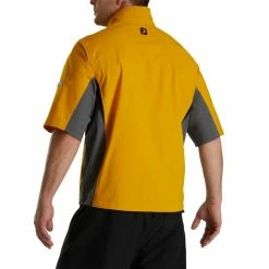 FootJoy FJ Hydrolite Short Sleeve Rain Shirt -Golf Sales Store footjoy fj hydrolite short sleeve rain shirt mustard charcoal black 03 73984.1676494359