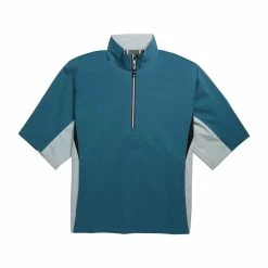 FootJoy FJ Hydrolite Short Sleeve Rain Shirt -Golf Sales Store footjoy fj hydrolite short sleeve rain shirt petrol blue white check 01 34136.1676494363