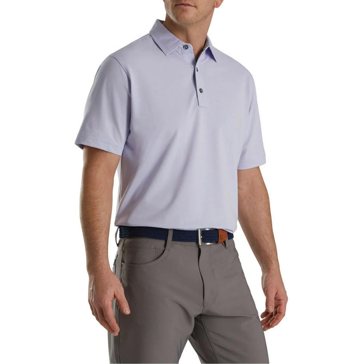 FootJoy Heather Stretch Pique Solid Self Collar Polo - FJ Logo 3 FootJoy Heather Stretch Pique Solid Self Collar Polo - FJ Logo