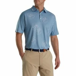 FootJoy Jungle Leaf Print Lisle Self Collar Polo -Golf Sales Store footjoy jungle leaf print lisle self collar polo denim dusty purple 01 73314.1673903792