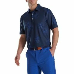 FootJoy Jungle Leaf Print Lisle Self Collar Polo -Golf Sales Store footjoy jungle leaf print lisle self collar polo navy tonal 01 19966.1673902085