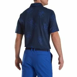 FootJoy Jungle Leaf Print Lisle Self Collar Polo -Golf Sales Store footjoy jungle leaf print lisle self collar polo navy tonal 02 05230.1673905417