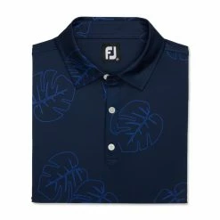 FootJoy Jungle Leaf Print Lisle Self Collar Polo -Golf Sales Store footjoy jungle leaf print lisle self collar polo navy tonal 04 36166.1673905024