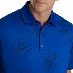 FootJoy Jungle Leaf Print Lisle Self Collar Polo -Golf Sales Store footjoy jungle leaf print lisle self collar polo ocean black 03 84716.1673906164
