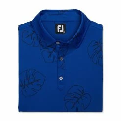 FootJoy Jungle Leaf Print Lisle Self Collar Polo -Golf Sales Store footjoy jungle leaf print lisle self collar polo ocean black 04 26078.1673901326