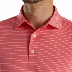 FootJoy Lisle Classic Pencil Stripe Polo -Golf Sales Store footjoy lisle classic pencil stripe polo flamingo white 03 55211.1673906825