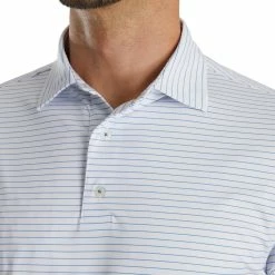 FootJoy Lisle Classic Pencil Stripe Polo -Golf Sales Store footjoy lisle classic pencil stripe polo white royal 03 84407.1673901067