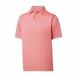 FootJoy Lisle Triple Pinstripe Self Collar Polo -Golf Sales Store footjoy lisle triple pinstripe self collar polo coral 01 46357.1676597079