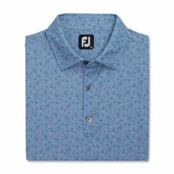 FootJoy Mini Floral Print Lisle Self Collar Polo -Golf Sales Store footjoy mini floral print lisle self collar polo denim dusty purple azure 04 65445.1673907382