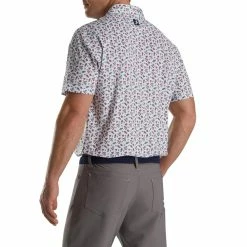 FootJoy Mini Floral Print Lisle Self Collar Polo -Golf Sales Store footjoy mini floral print lisle self collar polo white watermelon sea green 02 90603.1673905243