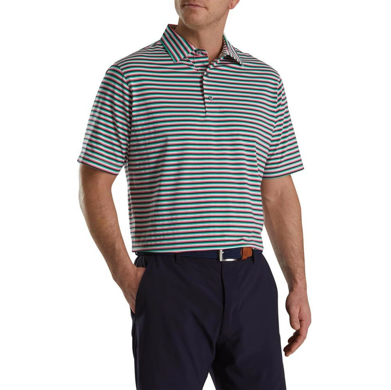 FootJoy Multi Stripe Lisle Self Collar Polo 3 FootJoy Multi Stripe Lisle Self Collar Polo