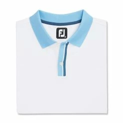 FootJoy Solid Stretch Pique With Stripe Placket Knit Collar Polo -Golf Sales Store footjoy solid stretch pique with stripe placket knit collar polo white 04 04009.1673899881