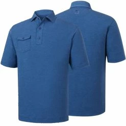 FootJoy Spun Poly Chest Pocket Polo - Self Collar - Closeout -Golf Sales Store footjoy spun poly chest pocket polo self collar heather indigo 01 22965.1632420481