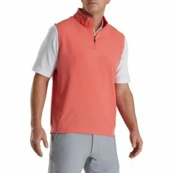 FootJoy Stretch Woven Vest With Knit Accents 30 FootJoy Stretch Woven Vest With Knit Accents -Golf Sales Store footjoy stetch woven vest with knit accents coral 01 34890.1673907371