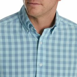 FootJoy Stretch Woven Gingham Shirt -Golf Sales Store footjoy stretch woven gingham shirt denim azure 03 97157.1671653915