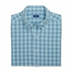 FootJoy Stretch Woven Gingham Shirt -Golf Sales Store footjoy stretch woven gingham shirt denim azure 04 76832.1671652269