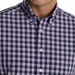 FootJoy Stretch Woven Gingham Shirt -Golf Sales Store footjoy stretch woven gingham shirt lavender navy 03 41319.1671651079