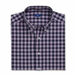 FootJoy Stretch Woven Gingham Shirt -Golf Sales Store footjoy stretch woven gingham shirt lavender navy 04 86254.1671653289