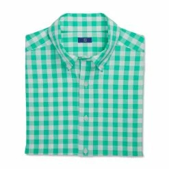 FootJoy Stretch Woven Gingham Shirt -Golf Sales Store footjoy stretch woven gingham shirt light sea green white 04 74112.1671652605