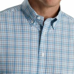 FootJoy Super Soft Woven Plaid Shirt 50 FootJoy Super Soft Woven Plaid Shirt -Golf Sales Store footjoy super soft woven plaid shirt white dusk blue ink 03 57282.1671651055