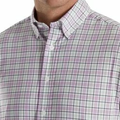 FootJoy Super Soft Woven Plaid Shirt 46 FootJoy Super Soft Woven Plaid Shirt -Golf Sales Store footjoy super soft woven plaid shirt white lavender sage navy 03 14175.1671654479
