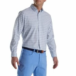 FootJoy Super Soft Woven Plaid Shirt 57 FootJoy Super Soft Woven Plaid Shirt -Golf Sales Store footjoy super soft woven plaid shirt white light ocean 01 05104.1671653972