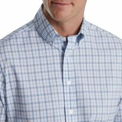 FootJoy Super Soft Woven Plaid Shirt 38 FootJoy Super Soft Woven Plaid Shirt -Golf Sales Store footjoy super soft woven plaid shirt white light ocean 03 36816.1671650329