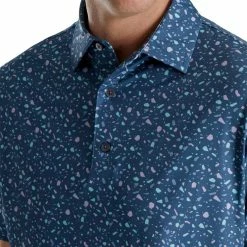FootJoy Terrazzo Print Lisle Self Collar Polo -Golf Sales Store footjoy terrazzo print lisle self collar polo bluestone 03 96604.1673907120
