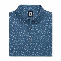 FootJoy Terrazzo Print Lisle Self Collar Polo -Golf Sales Store footjoy terrazzo print lisle self collar polo bluestone 04 50545.1673903676