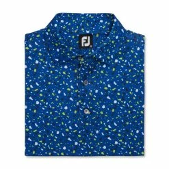 FootJoy Terrazzo Print Lisle Self Collar Polo -Golf Sales Store footjoy terrazzo print lisle self collar polo ocean 04 83271.1673904158